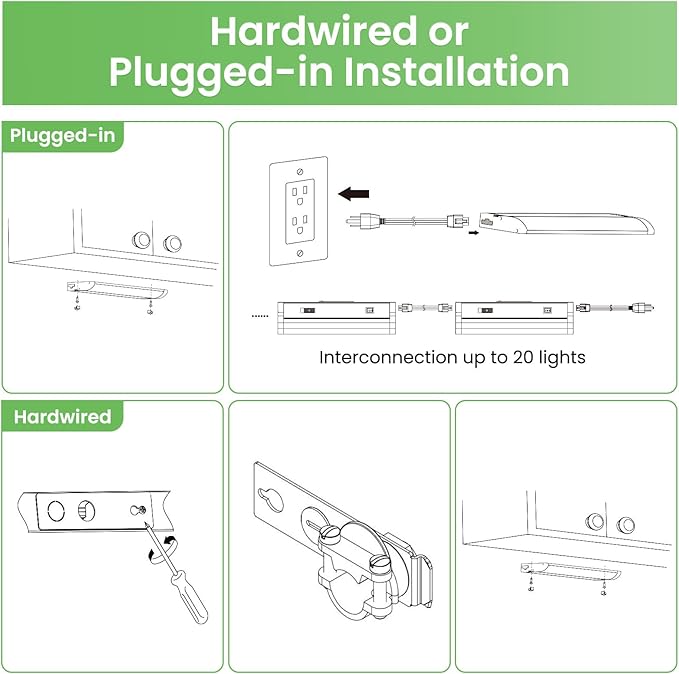 Under Cabinet LED Lights 12 Inch 6W 510LM, 5 Color Temperature 2700K/3000K/3500K/4000K/5000K Dimmable Under Counter Lights for Kitchen, Under Cabinet Light Fixture Interconnection up to 20 Lights
