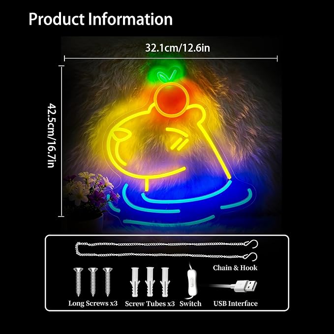 Capybara Neon Sign Led Sign Neon Signs for Wall Decor Neon Lights | Capybara Led Light Up Sign, Blue Yellow Game Room Decor, Boys Girls Gift, Party, Wall Decor, 5V USB Powered