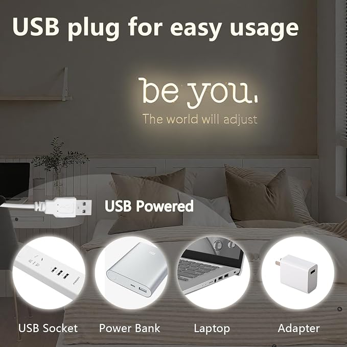 Be You The World Will Adjust Neon Sign for Wall Decor Dimmable Positive Led Sign Love Yourself Neon Light Up Sign for Bar Home Girls Room Bedroom Dorm Wall Art Room Office Motivational