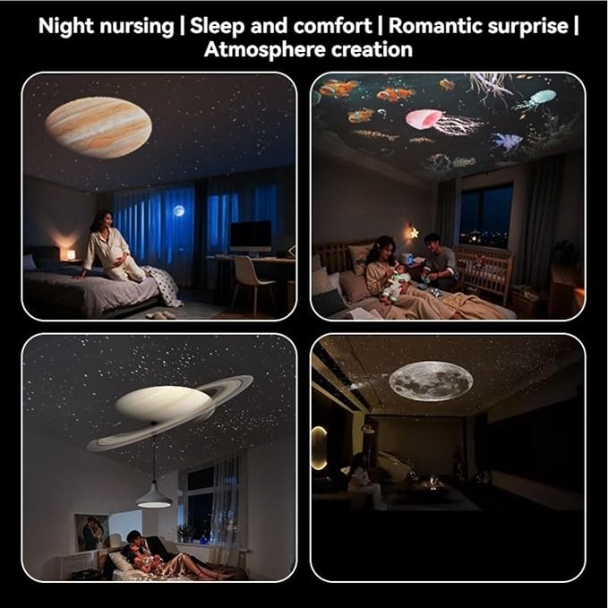 USB Star Projector Night Light 2-in-1 with 5 Projection Films for Bedroom | 360° Adjustable Direction, Touch Sensor Control, Dual-Mode Switching, USB Powered, Calm Sleep Companion for Bedroom & Car