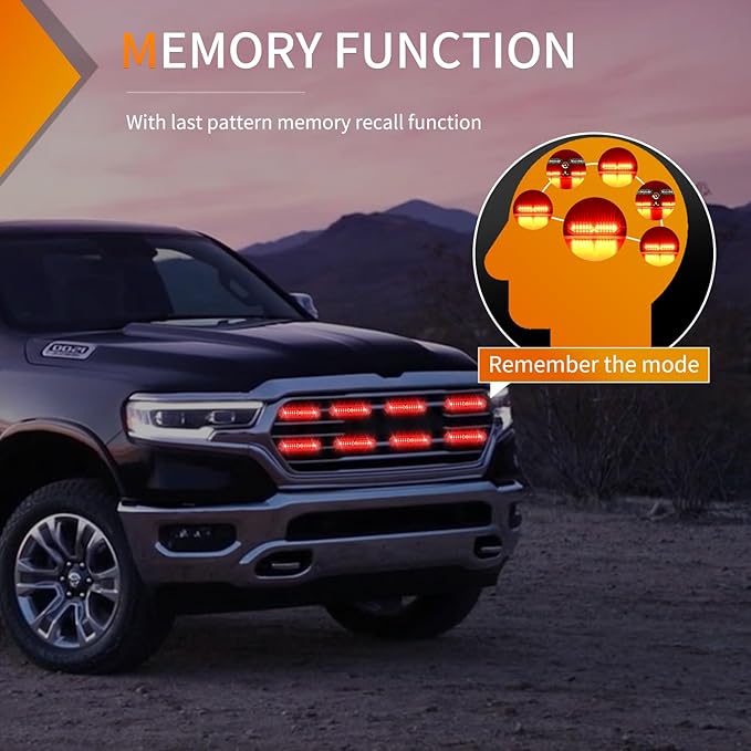 Nilight 8PCS Led Strobe Lights 12LED Red Emergency Light 12V 24V Surface Mount Flashing Warning Hazard Beacon Ultra Slim Sync Feature Mini Grille for Cars Trucks Off Road Vehicles SUV