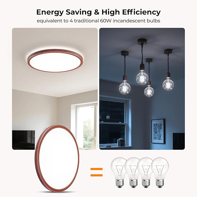 Dimmable LED Flush Mount Ceiling Light Fixture with Remote Control, 12Inch 3000K-6500K Light Color Adjustable, Modern Ultra-Thin Ceiling Lamp for Bedroom Kitchen, Wired