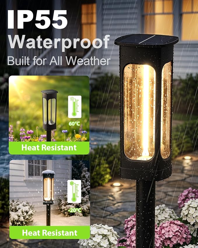 2026 Solar Lights Outdoor，6Pack Solar Pathway Lights Auto On/Off Waterproof Garden Landscape Lighting for Path, Yard, Walkway, Driveway Decor (Warm White)