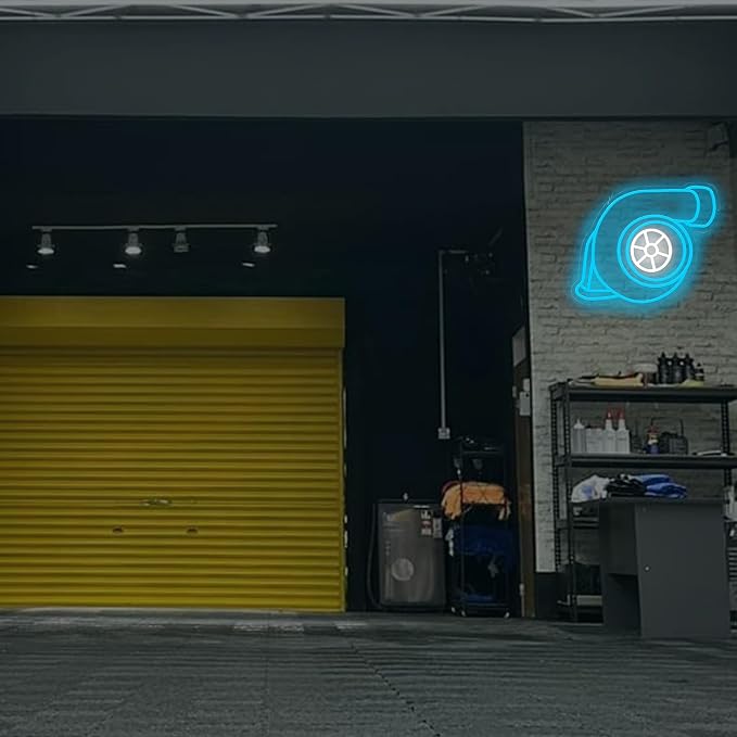 Turbo Neon Signs USB Powered, LED Garage Light for Man Cave Decor | Turbo LED Signs Wall Decor for Garages, Repair Shops, Workshops and Automotive Spaces