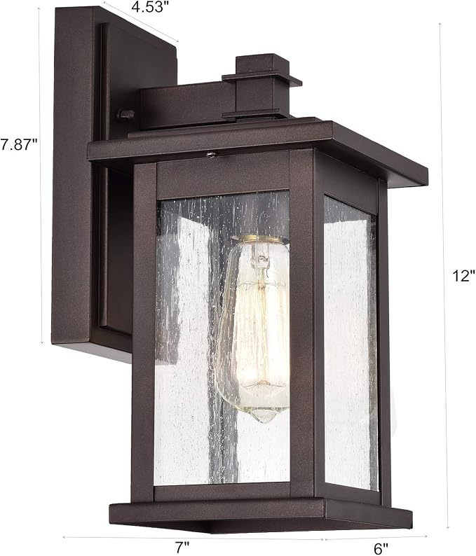 MICSIU Oil Rubbed Bronze Transitional 12 Inch Outdoor Wall Light 2 Pack | No Assembly Required, 100W Max Exterior Porch Sconce Light for Front Door, Garage, Patio, Yard, Deck
