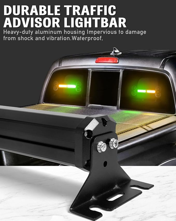 HLauto 1002L Emergency Strobe Traffic Advisor Light Bar: 40 LED Dash Safety Warning Flashing Light, Front/Rear Windshield Visor for Construction Vehicle, Tow/Plow Truck (2x10.7inch, Amber Green)