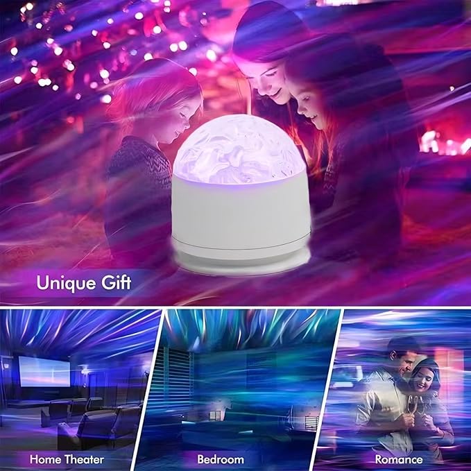 2-in-1 Northern Lights & Waves Projector, Aurora Northern Lights Projector, 16 Light Effects, Bedroom, Party, LED Color Changing Light for Home Decoration