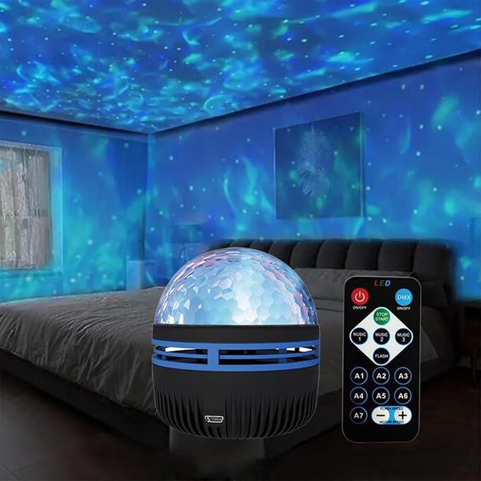 2 in 1 Northern Lights and Ocean Wave Projector with 14 Effects of Galaxy Light for Game Rooms, Parties, Light Projector for Bedroom, Compatible with Lava Lamps and Night Light Decorative Effects