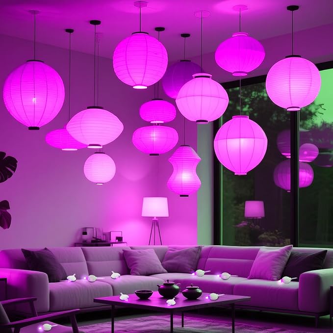 24 Pack Mini LED Lantern Lights - Battery Operated Small Lights for Paper Lanterns, Perfect for Party, Birthday, Wedding, Halloween, Christmas Decorations (Pink)