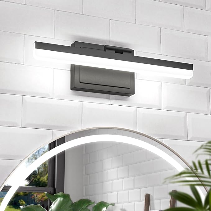 VOLISUN Modern Bathroom Vanity Light 15.7 inch, 20W Dimmable 5CCT Led Bathroom Light Fixture Over Mirror, Black Bar Vanity Light for Bathrooms Mirror Cabinets Bedroom-ETL Certificated