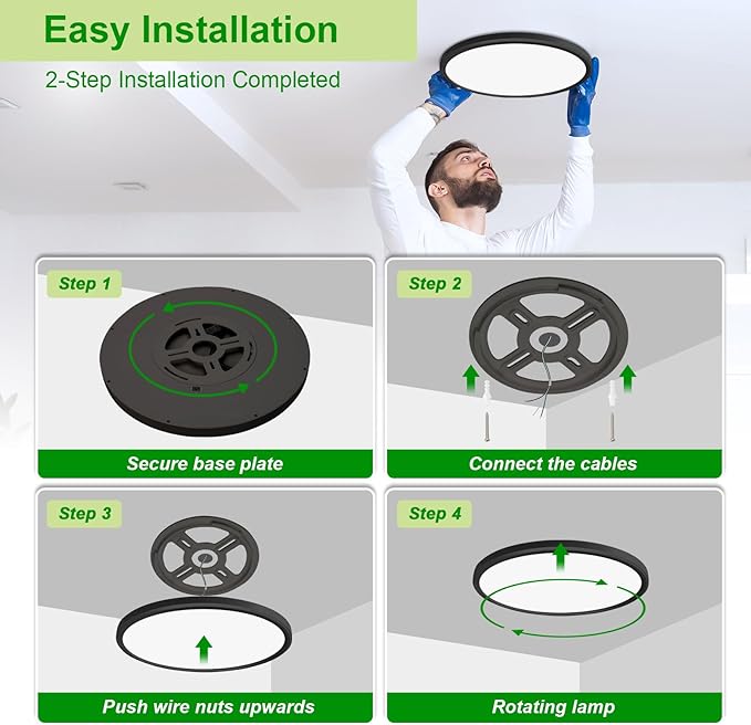 hunhun 3200lm LED Flush Mount Ceiling Light 28W 12 Inch 5CCT Adjustable Super Slim 0.87 inch led Ceiling Light Fixture Round Ceiling Lamp for Bedroom Living Room Kitchen Laundry Black