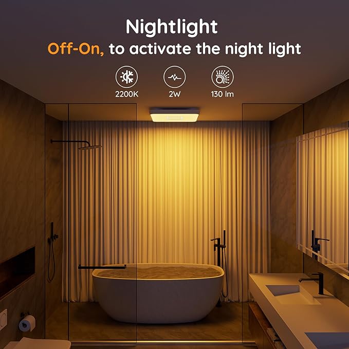 Fitop Bathroom Exhaust Fan with Light, 110 CFM Ultra Quiet 1.0 Sones Bathroom Vent Fan, Nightlight & 1300LM LED Light 2700K/4000K/6500K, Light Memory Function, ETL Certified –Silver, 7 Inch