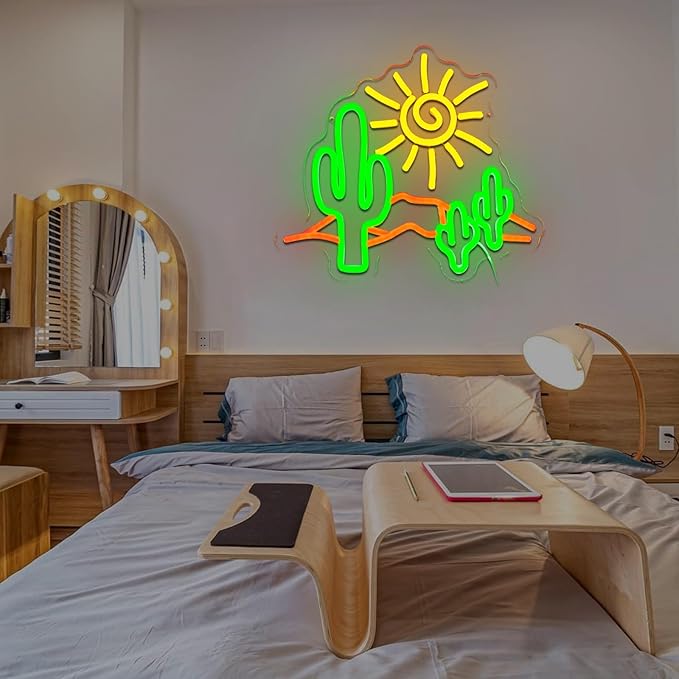 Desert Sunset Neon Sign for Wall Decor Dimmable Cactus Led Sign for Bedroom Western Neon Light for Game Room Living Room Hotel Office Man Cave Bar Club Party Home Decoration