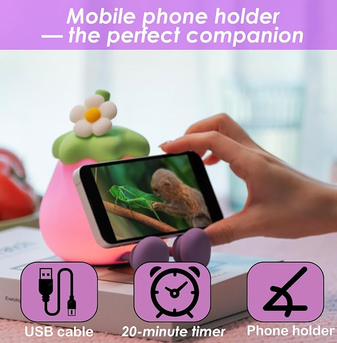 LED Turtle Night Light for Kids, 3 Level Dimmable Nightlight,7 Colours Cute Lamps Silicone Squishy Light Up Turtle,Rechargeable Bedside Touch Lamp for Bedroom Decor,Boys and Girls Gifts (Eggplant)