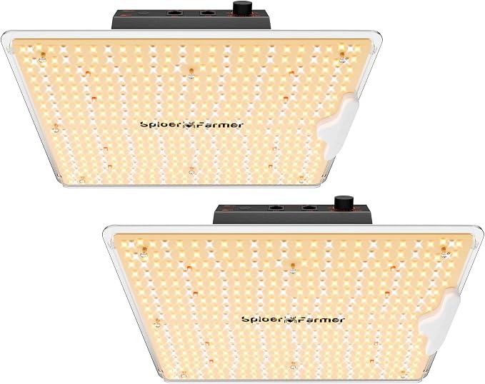 Spider Farmer SF1000D 2 Pack LED Grow Light Dimmable Full Spectrum 2x4 Tent | Upgraded Diodes & Enhanced PPFD, 200W Grow Lights for Indoor Plants Covering 3x6 Veg & 2x4 Bloom from Seedling to Harvest