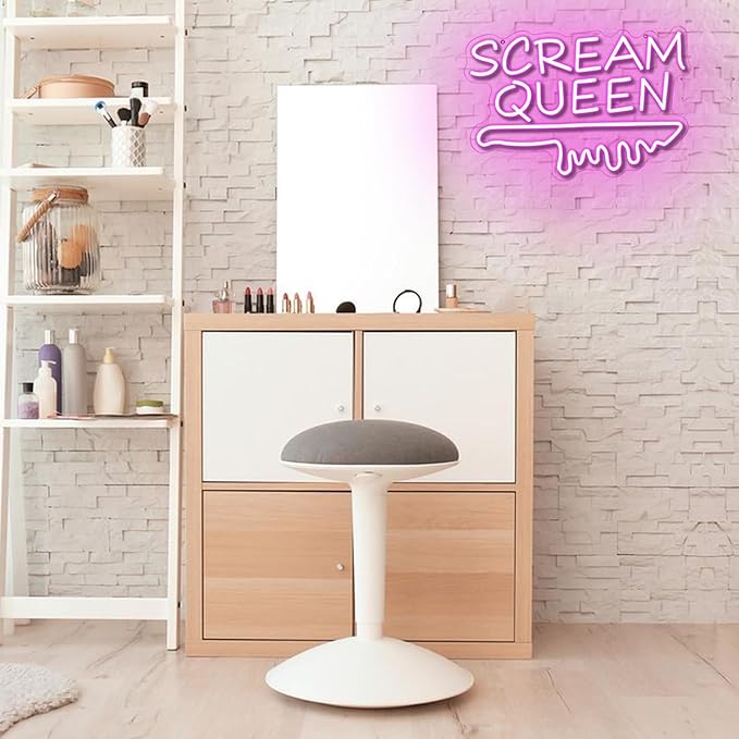 Scream Queen Neon Sign for Wall Decor Dimmable Neon Knife Sign for Teen Girl Room Pink LED Letter Neon Sign Room Dorm Art Wall Decor (16.5''*11'')