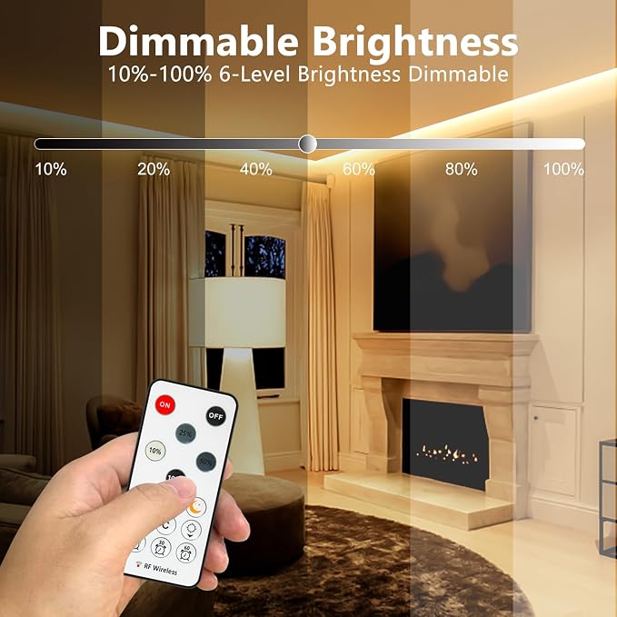 COB LED Strip Light Warm White, 66ft Dimmable 3000K Super Bright White Led Lights with Remote and UL Power Supply, 24V Flexible LED Tape Light for Bedroom, Kitchen, DIY Lighting (2 Rolls of 33ft)