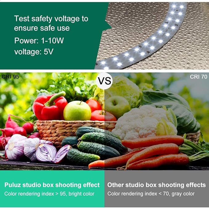 Lightbox, PULUZ 11.8"/30cm Photo Studio Light Box, Portable Picture Box Adjustable Brightness, Folding Professional Light Box Photography with Led Lights and 6 Colors Backdrops for Product Photography