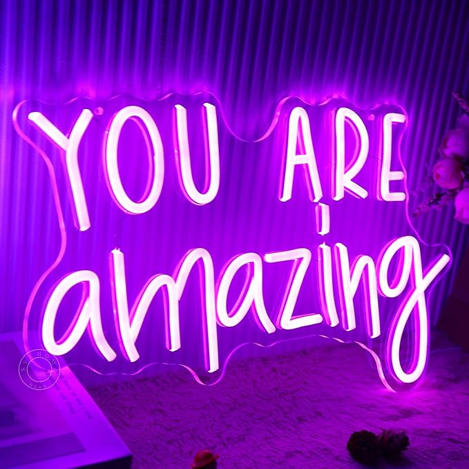 SYLHOME You Are Amazing LED Neon Light Sign 5V Girls Boys Bedroom Living Room Classroom Wall Decor Sign Hanging Smart Birthday Decoration USB 16.9" X 10.6"