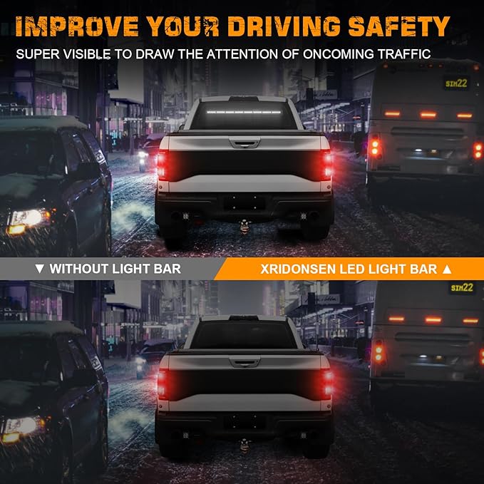 XRIDONSEN 35 inch White Traffic Advisor Light Bar 48 LED Emergency Strobe Lights Safety Warning Lights Front/Rear Window w/Display Controller for Firefighter Police Law Enforcement Vehicles Trucks
