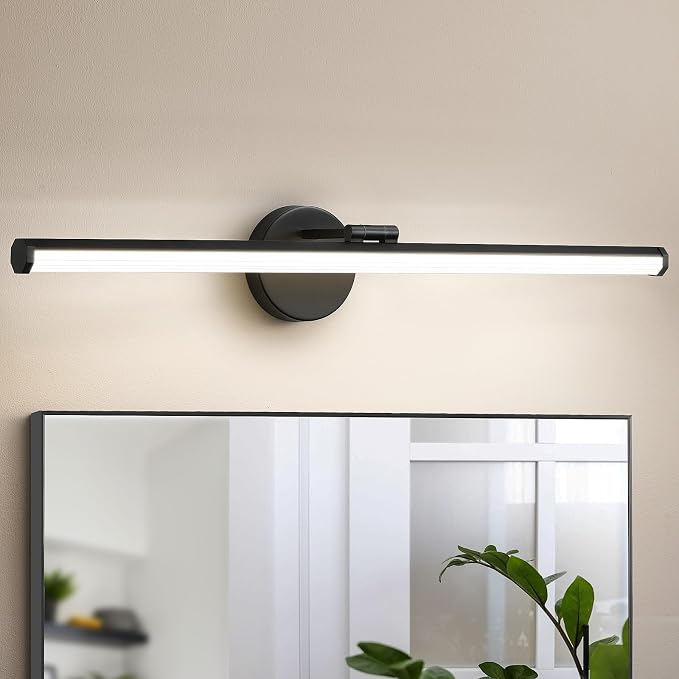 KAISITE Bathroom Vanity Light Over Mirror - 30 Inch Black Vanity Light Fixture 24W 4000K Dimmable Modern LED Vanity Lighting Fixture Rotatable Bath Vanity Light Bar for Bathroom