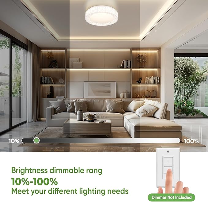 16 Inch Flush Mount Ceiling Light, Modern White LED Ceiling Light Fixture, 28W 2800LM 2700-6500K Adjustable, Dimmable Ceiling Lights for Bedroom, Kitchen, Hallway, Bathroom, ETL