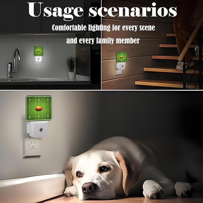 American Football Night Light,Plug-in Nightlights Auto Sensor Night Lamp Dusk-to-Dawn Lamp Home Decor for Nursery Children Girls Boys