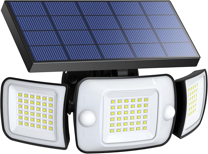 Solar Outdoor Lights, Motion Sensor with Dual Sensors Waterproof | Solar Flood Lights 270°Wide Angle for Outside with 3 Modes