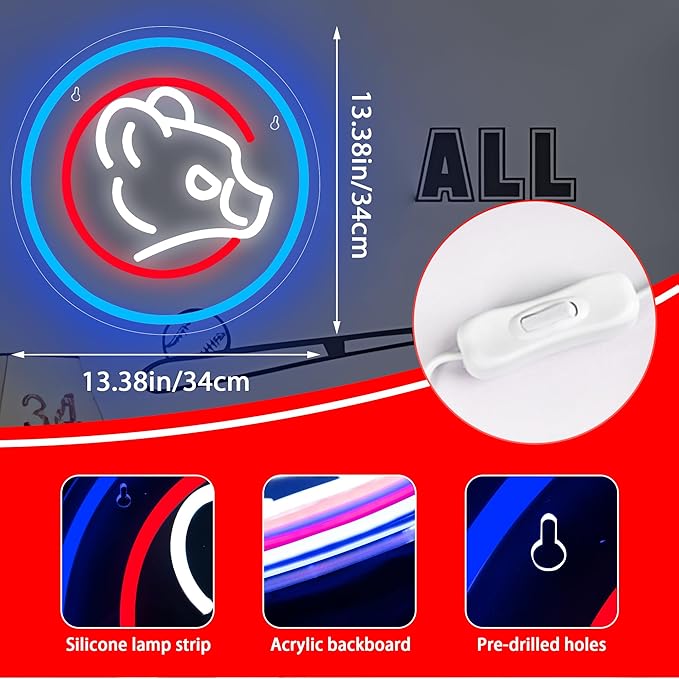 Baseball Neon Sign for Wall Decor Baseball LED Light Up Sign Sports Signs Baseball Decor for Bedroom Boys Room Neon Signs for Man Cave Baseball Gifts for Fans Men Teens Size13.4 * 13.4in（FMXD137）