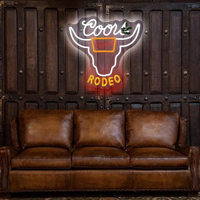 Western Decor Cowboy Neon Sign - 9 Brightness Adjustments Usb Powered, Cow Skull Light, Sign Beer, Bar Club Bull Led Wall Decor