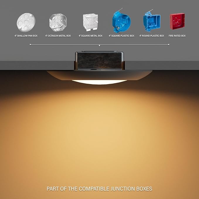 9 Inch LED Disk Light 5CCT Field Selectable Low Profile Screw in Surface Mount Ceiling Light, Round, 18W, 1500 Lumens, CRI80, 5CCT, Driverless, Dimmable, ETL & Wet Listed(8 Packs)