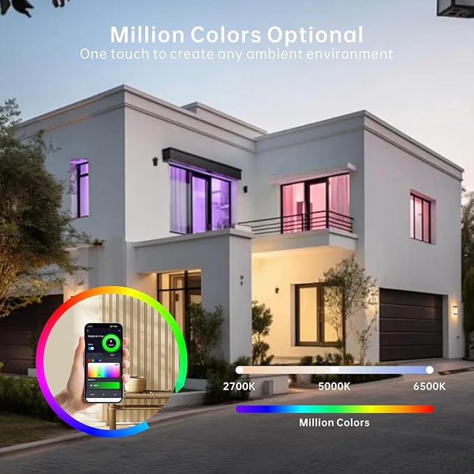 4 Pack 2X4 FT LED RGBW 5000K Multicolor Flat Panel, Light Remote & App Controlled 60W 6600lm Color Changing LED Panel Light Smart Wi-Fi Drop Ceiling Light with Alexa/Google Assistant
