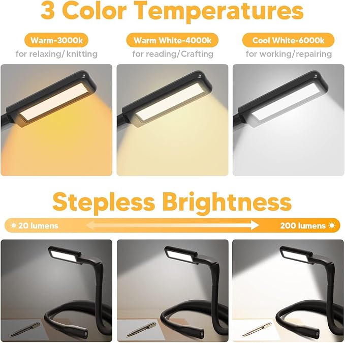 Neck Reading Light with Storage Case:10-80Hrs Eye-Friendly Rechargeable Book Lamp, Knitting Crochet Accessories Sewing Craft Light, Mothers Day Gifts for Mom Wife Book Lovers Readers Knitters Crafters