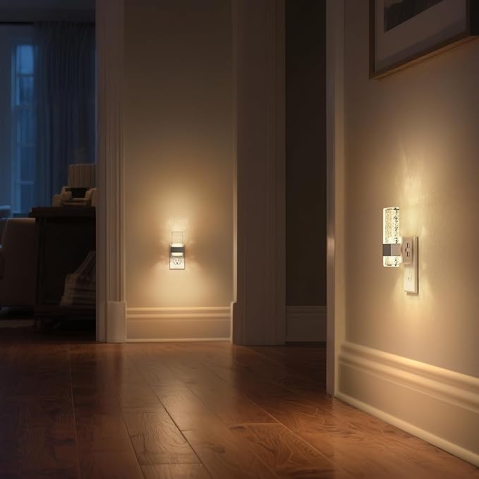 LED Night Lights Plug into Wall, 0-100LM Dimmable Nightlight | Bubble Decorative Night Light, Dusk to Dawn Sensor, Wall Sconce-Style Design Nightlights for Bathroom, Hallway, Gift
