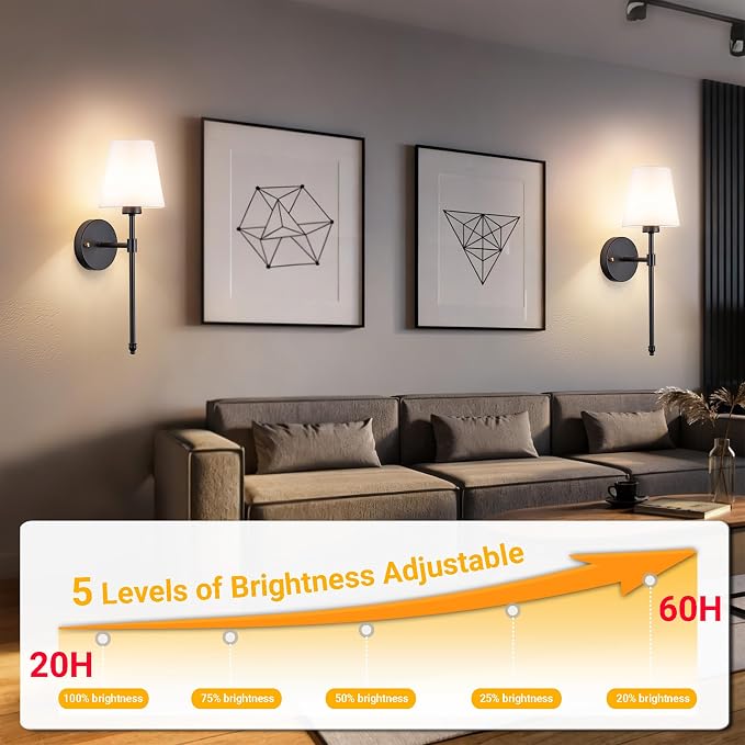 Vimhou Peel and Stick Wall Sconces, Stick On Wall Sconce Set of 2, Battery Operated Wireless Wall Light, No Drill Adhesive Wall Lamp, Corn Bulb with 10000mAh Rechargeable Battery, Bedroom Wall Decor