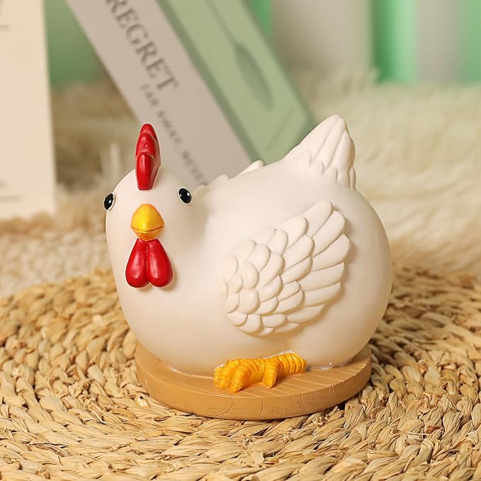 Cute Chicken Egg Night Light for Kids, Battery Powered Resin Lamp, Baby Nursery Nightlight for Kids Room Decor, Funny Chicken Birthday Gift White