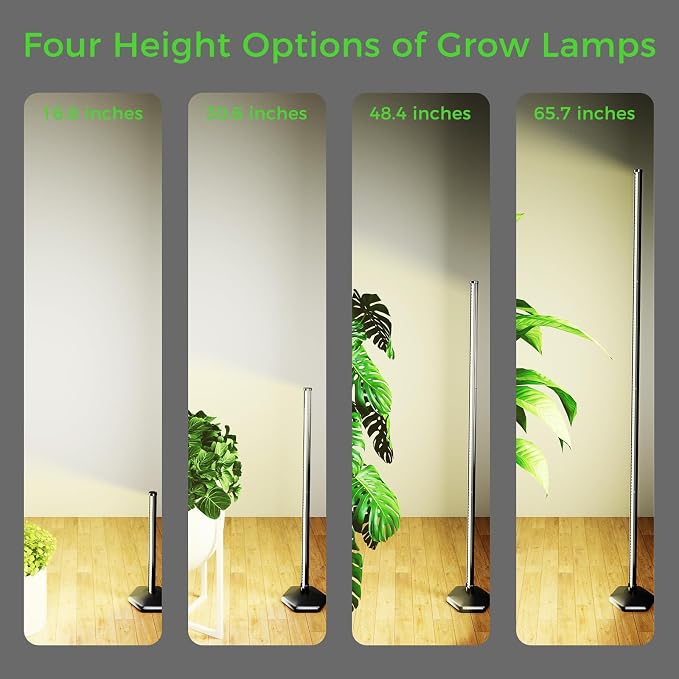 Grow Lights for Indoor Plants with Timer, 192 LEDs 42W Vertical Full Spectrum Grow Light 65 Inch Standing Grow Lights 3 Light Modes 5-Level Dimmable Wide Coverage