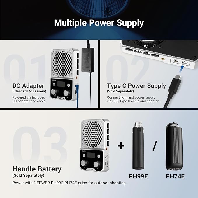 NEEWER FS60B 60W Compact Pocket Bi Color LED Light with APP/Panel Control | COB Continuous Output Lighting, 2700K-6500K, CRI96+, Portable for Professional Studio Photography, Video Recording