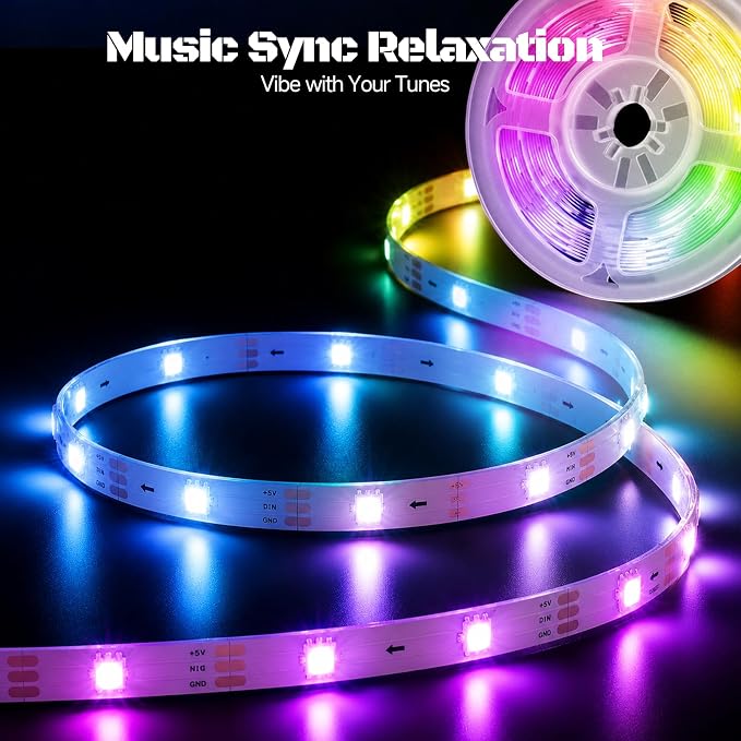 Daymeet LED Lights for TV, Led Backlight TV Lights RGB Led TV Lights USB Led Strip Lights for TV Led Lights Sync with Music Bluetooth APP Control Led Lights (Dreamcolor, 18FT for 45"-75" TV)