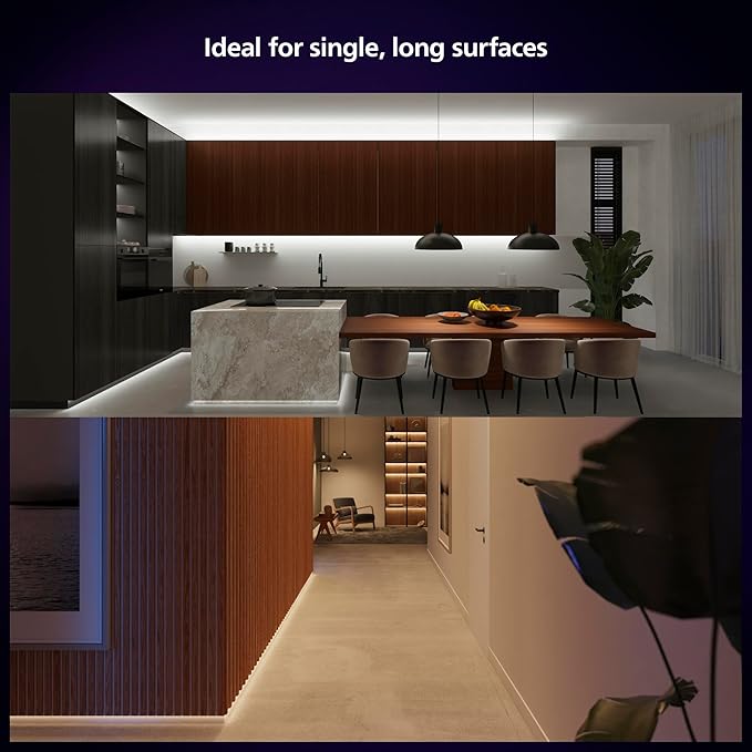 Philips Hue Indoor 10 Ft Smart RGBWW LED Solo Lightstrip Base Kit, Control with Hue App, Compatible with Alexa, Google Assistant and Apple HomeKit (Pack of 4)