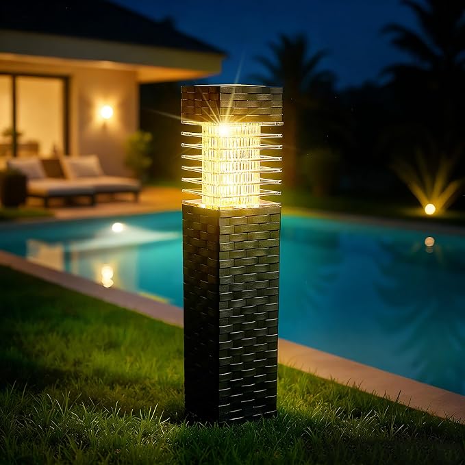 SUNNYPARK 8 Pack Solar Pathway Lights Outdoor | Rattan Style, Modern Design, Waterproof, LED Landscape Lights for Walkway, Driveway, Patio, Yard
