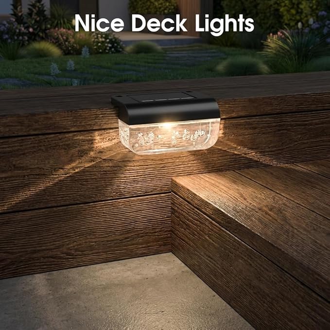 Solar Deck Lights 8 Pack, Solar Lights Outdoor Waterproof for Outside, Stairs, Step, Fence, Yard, Garden, Patio, Pool, Railing (Warm White)