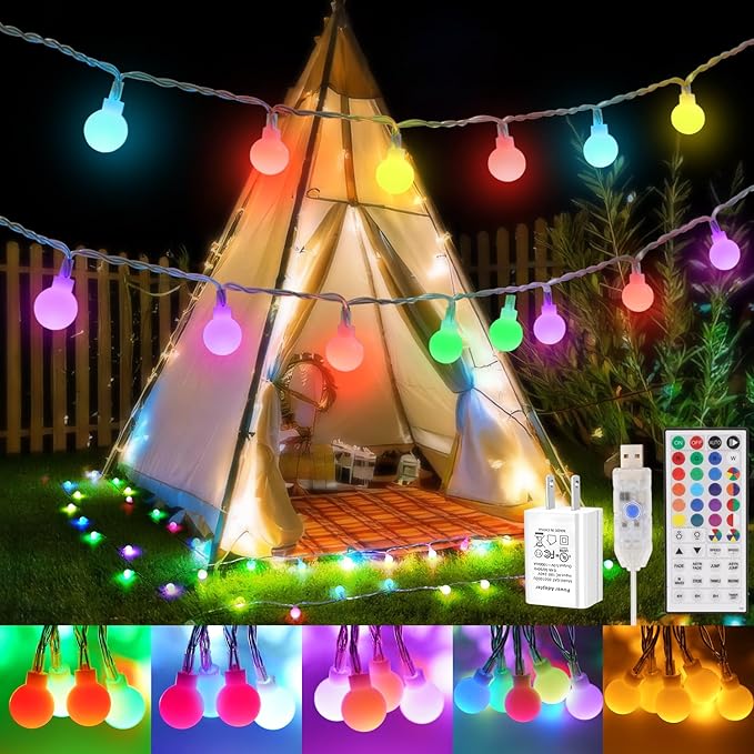 OMIKA 24 Colors Indoor String Lights with Remote, 16.5ft 50LED String Lights Bedroom USB Powered, Color Changing Christmas Lights Hanging for Dorm Classroom Tapestry Party Garden Patio Wall Xmas Décor