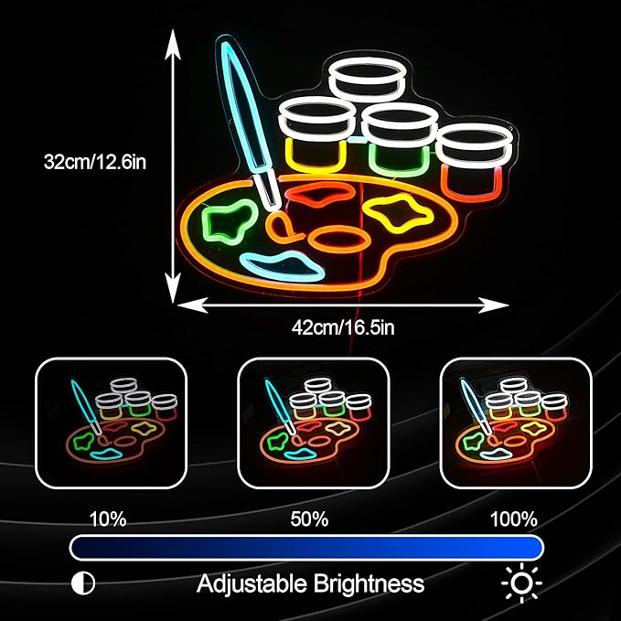 Neon Sign Dimmable Painting Disc Neon Light Signs for Wall Decor USB Powered Draw LED Light Up Sign for Studio Painting Classroom Art Wall Decoration (Multicolored)