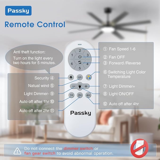72 inch Ceiling Fans with Lights, Large Modern Ceiling Fan with Light and Remote Control, Reversible, 3CCT, Dimmable, Quiet, Black Ceiling fan For Bedroom, Living Room, Patio Farmhouse, Indoor/Outdoor