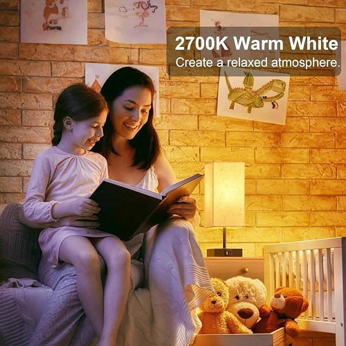 Bedside Table Lamps for Bedroom Touch Nightstand Lamp with USB C+A | Set of 2 Beige Lampshade 14-inch, 3 Way Dimmable, Small Bedside Lamps for Living Room ,Dorm, Office, LED Bulbs Included