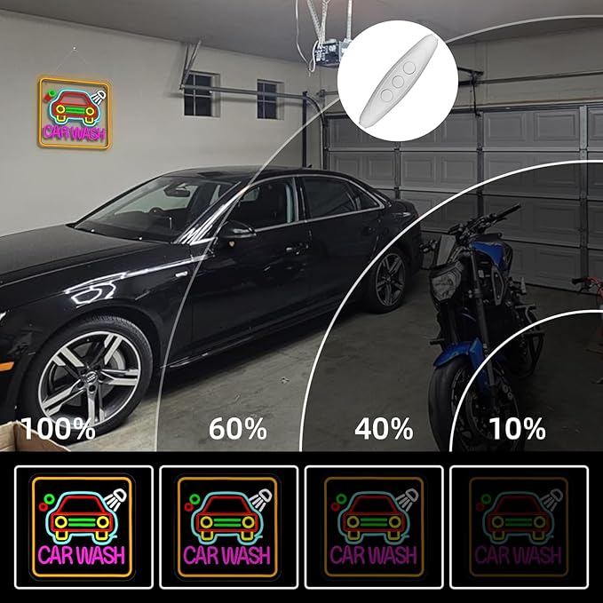 Car Wash Neon Sign Neon Lights USB Powered Ultra Bright Dimmable Hanging Wall Art Decoration for Gas Station Facility Detailing Business Service Home Shop/Truck