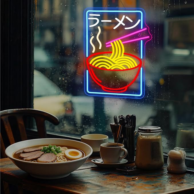 Ramen Neon Sign Pink LED Noodles Light Up Restaurant Shop Bedroom Home Bar Noodles Decor Anime Neon Signs for Wall LED Japanese Decor Gifts for Teen Ramen Lover in Anime Party