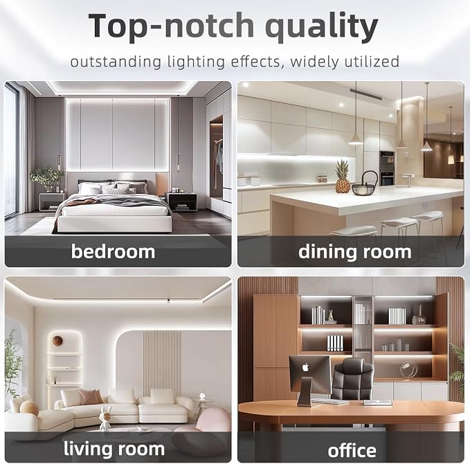 Tenmiro White LED Strip Lights 30ft (1200 LEDs) Super Bright 25000K Daylight White, 3Color Temperature Dimmable with Smart App & Remote Control for Bedroom Kitchen Commercial Home Lighting Decor
