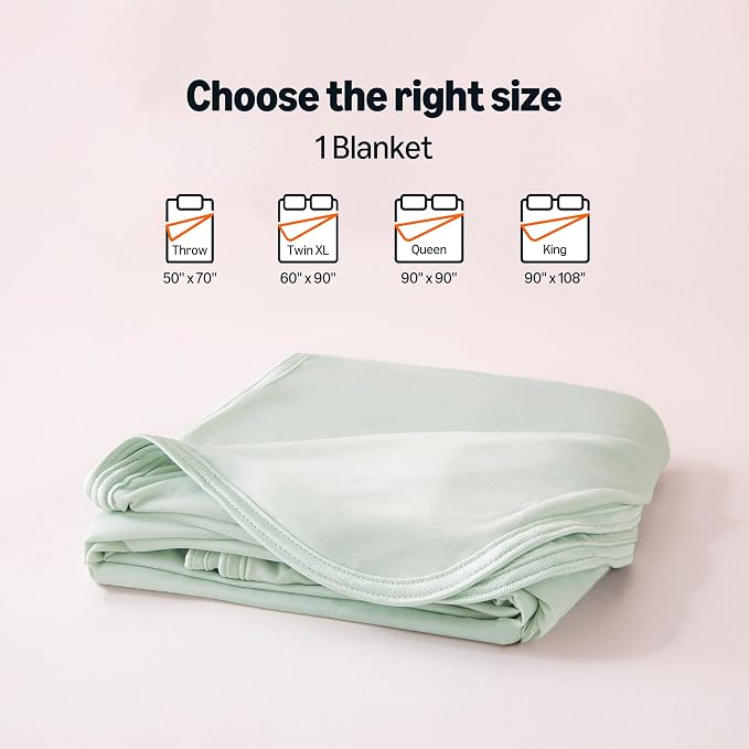 Amazon Basics Cooling Blanket for Hot Sleepers, Reversible Lightweight Thin Throw Blanket for Bed, Couch and Sofa, Throw (50" x 70"), Aloe Green